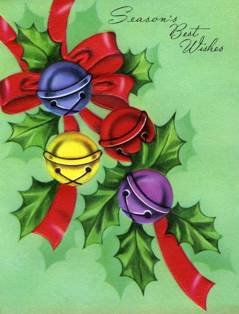 Detail of Vintage Illustration of Jingle Bells and Holly by Anonymous