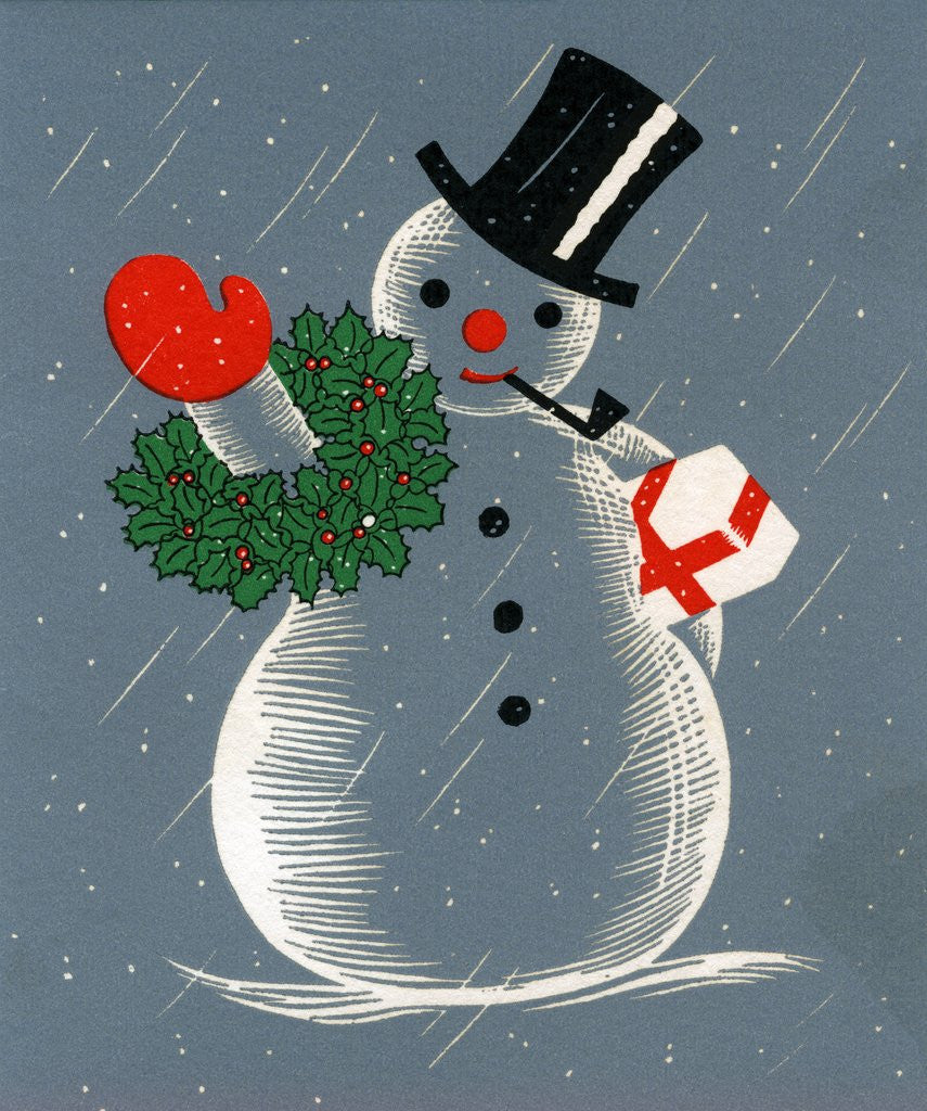 Detail of Vintage Illustration of Christmas Snowman by Corbis