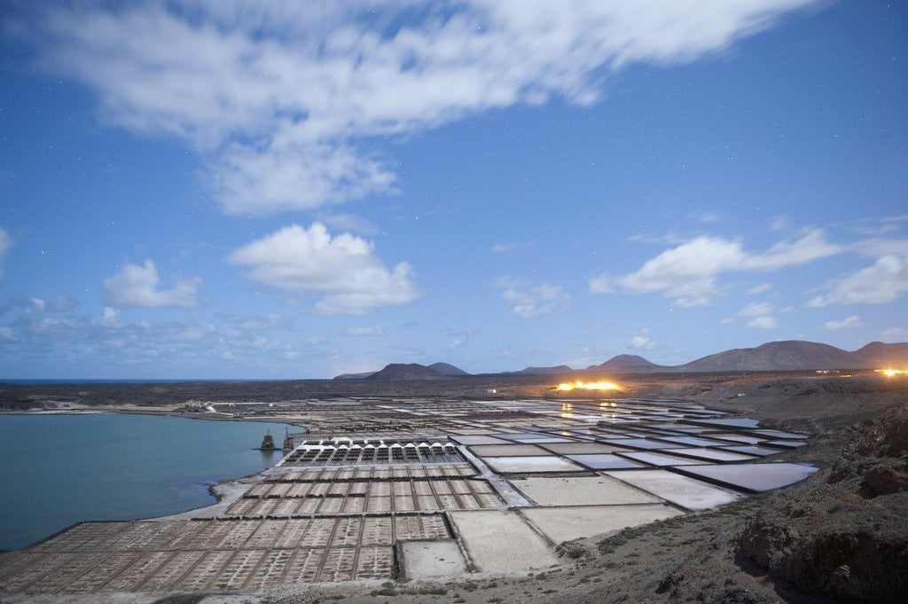 Detail of Janubio salt work at night, Lanzarote, Spain by Anonymous
