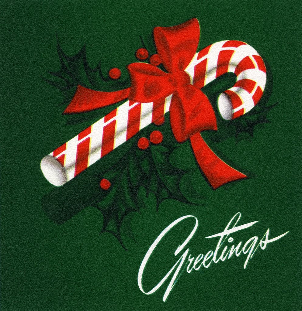 Detail of Vintage Illustration of a Christmas Candy Cane by Anonymous