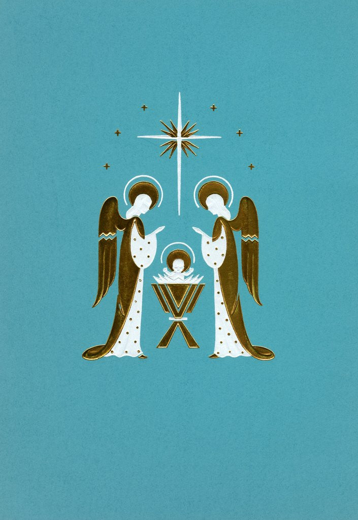 Detail of Angels with the Jesus in a Manger by Anonymous