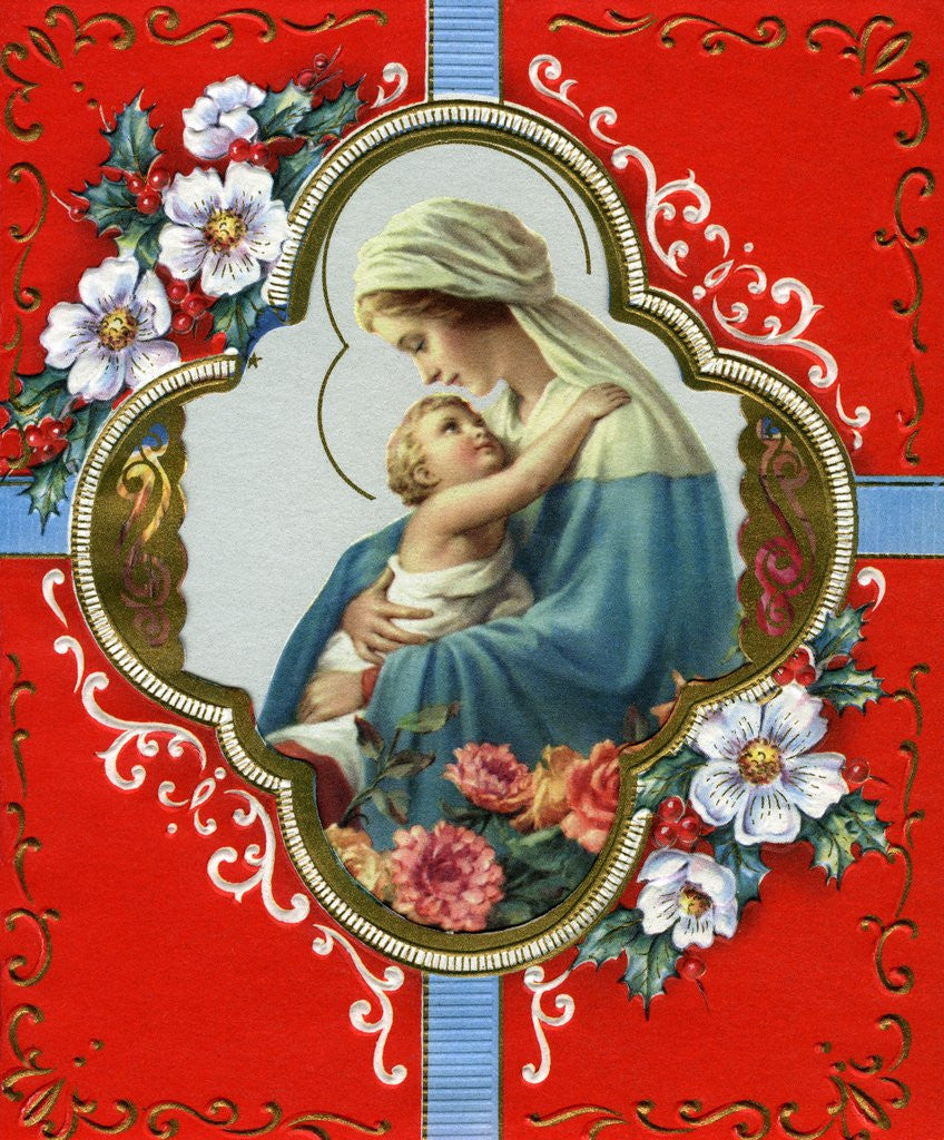 Detail of Vintage Illustration of the Virgin and Child by Anonymous
