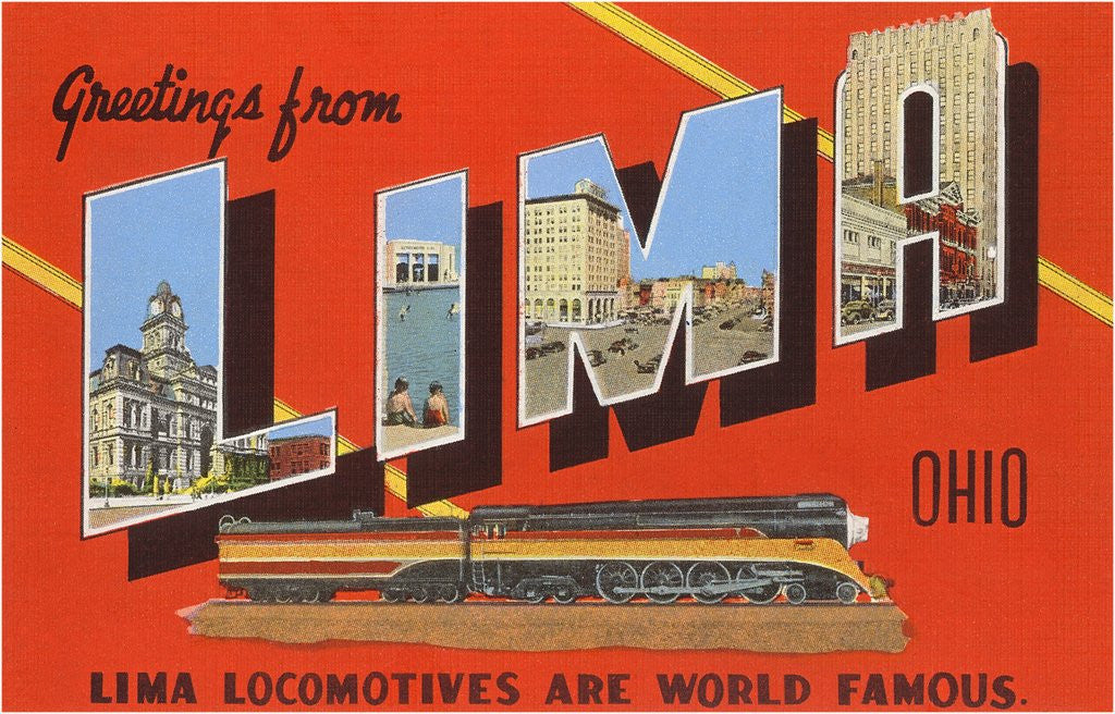 Detail of Greetings from Lima, Ohio, Lima Locomotives are World Famous by Anonymous