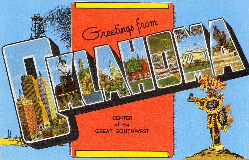 Detail of Greetings from Oklahoma, Center of the Great Southwest by Anonymous