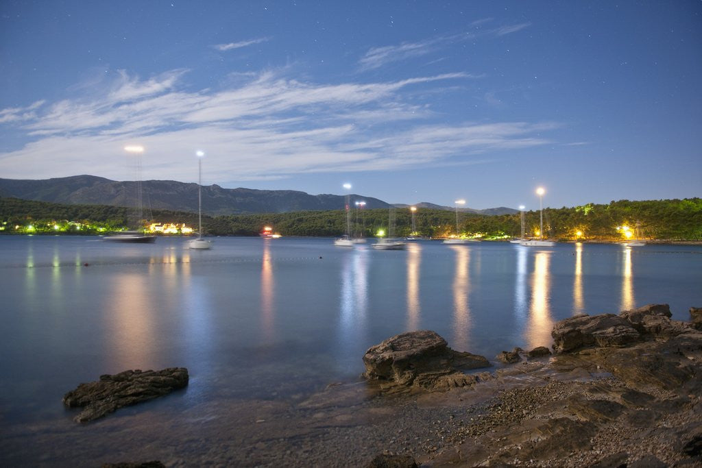 Detail of Coastline illuminated at dusk, near Vrboska, Hvar Island, Croatia by Anonymous
