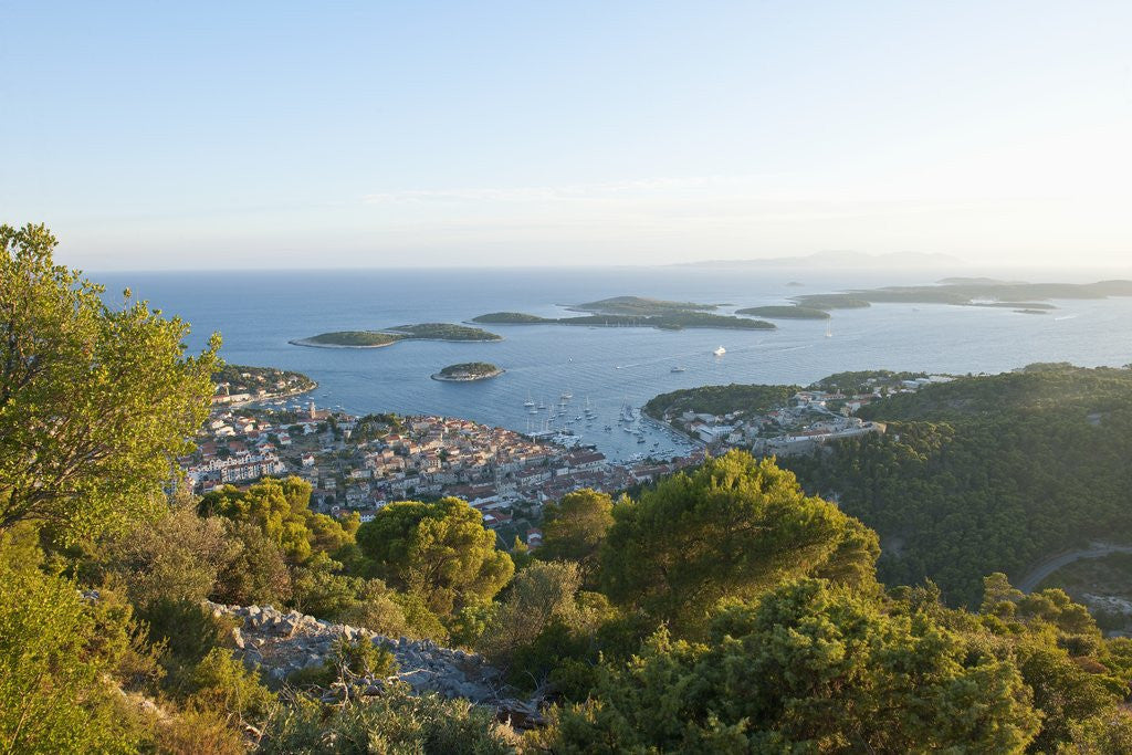 Detail of View of town and Pakleni archipelago, Hvar Town, Hvar Island, Croatia by Anonymous