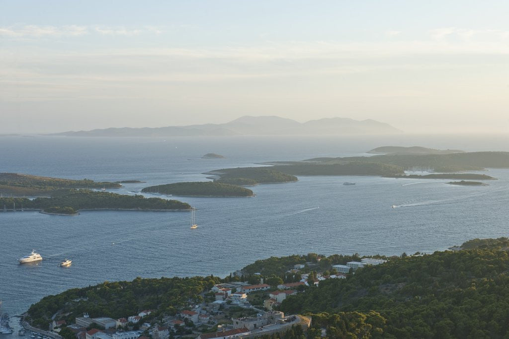 Detail of View of town and Pakleni archipelago, Hvar Town, Hvar Island, Croatia by Anonymous