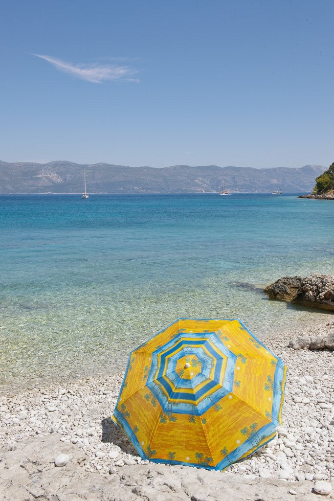 Detail of Colorful sunshade at beach, Lumbarda, Korcula island, Croatia by Anonymous