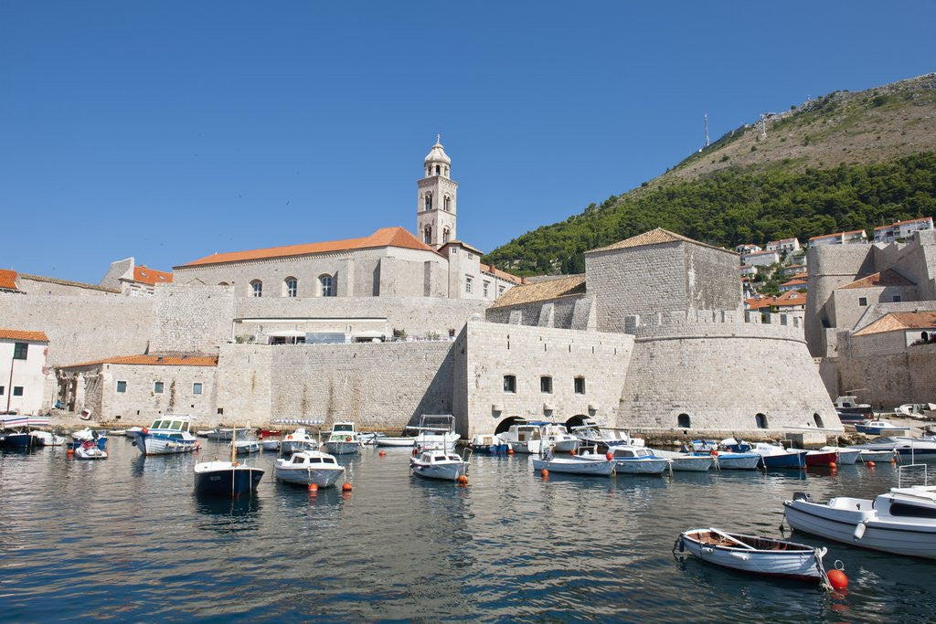 Detail of Boats in fortified port, Dubrovnik, Croatia by Anonymous