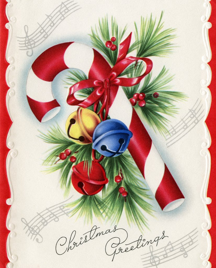 Detail of Vintage Illustration of Christmas Candy Cane by Corbis