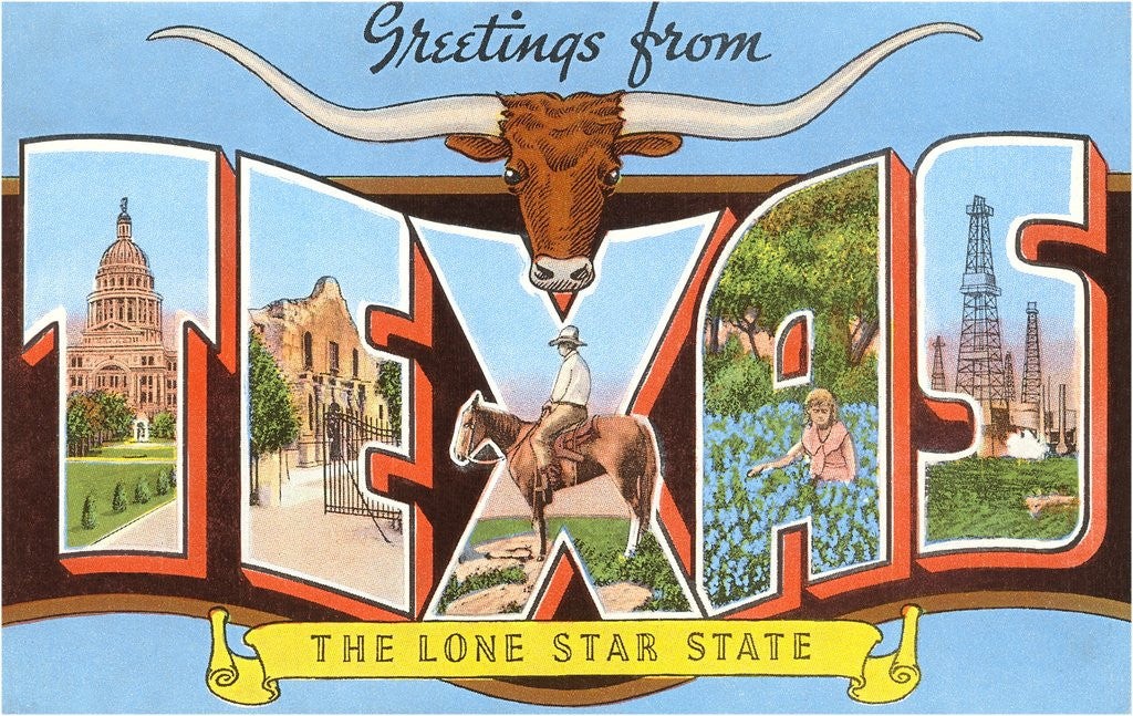 Detail of Greetings from Texas, the Lone Star State by Corbis