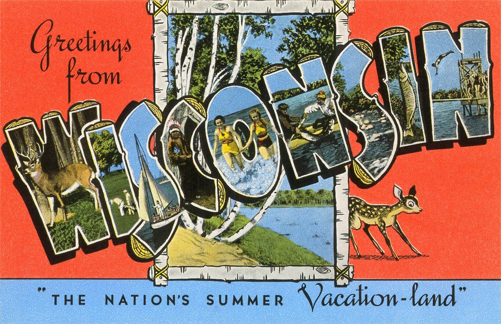 Detail of Greetings from Wisconsin, the Nation's Summer Vacation-land by Anonymous