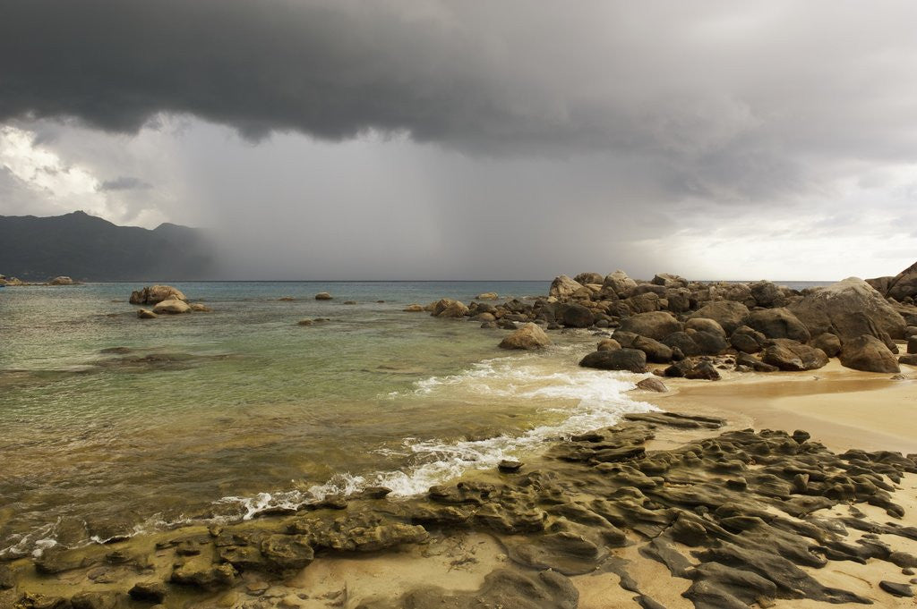 Detail of Storm clouds over Baie Beau Vallon, Mahe, Seychelles, Indian Ocean islands by Anonymous