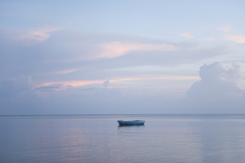 Detail of Boat floating on water close to shore, Grand Anse, Praslin Island, Seychelles by Anonymous
