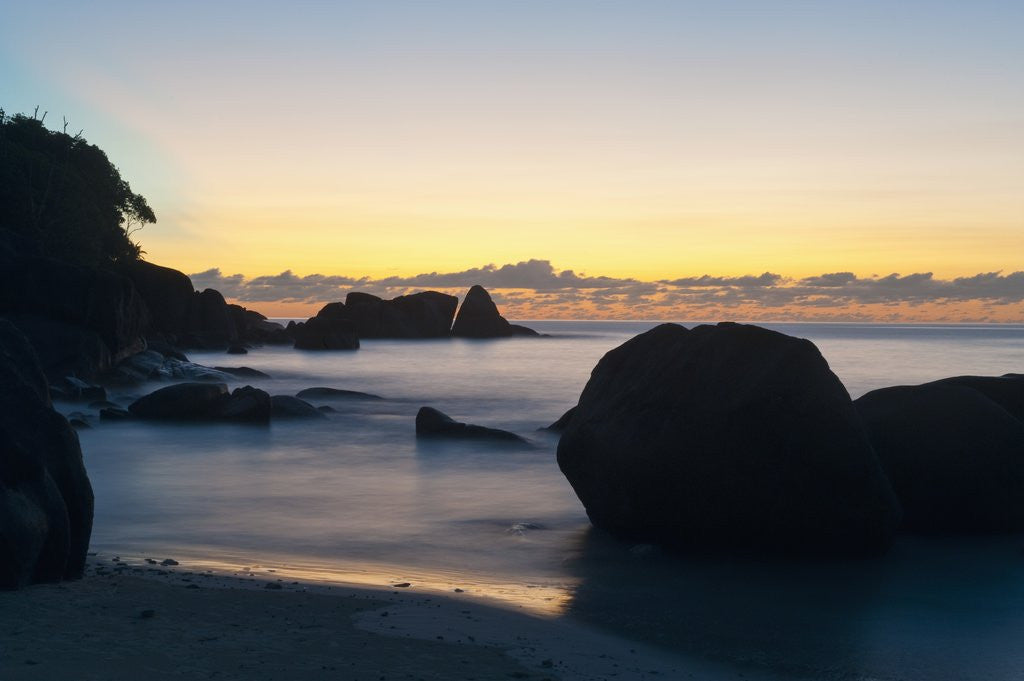 Detail of View of Takamaka Beach at dusk, Seychelles, Mahe by Anonymous