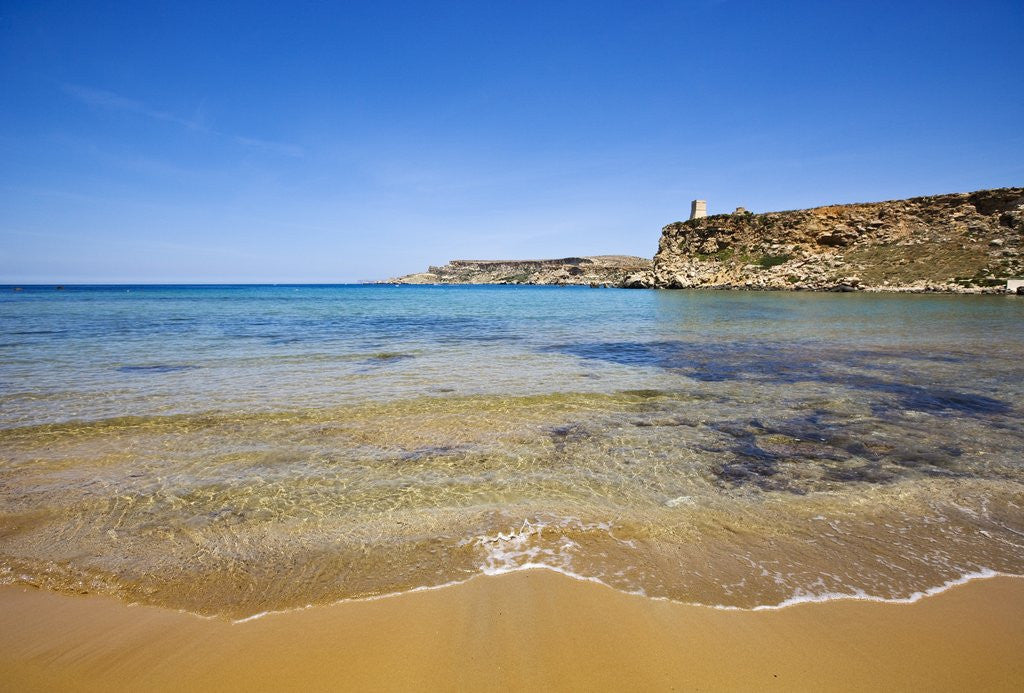 Detail of View of beach and cliffs, Tuffieha, BayGhajn, Malta by Anonymous