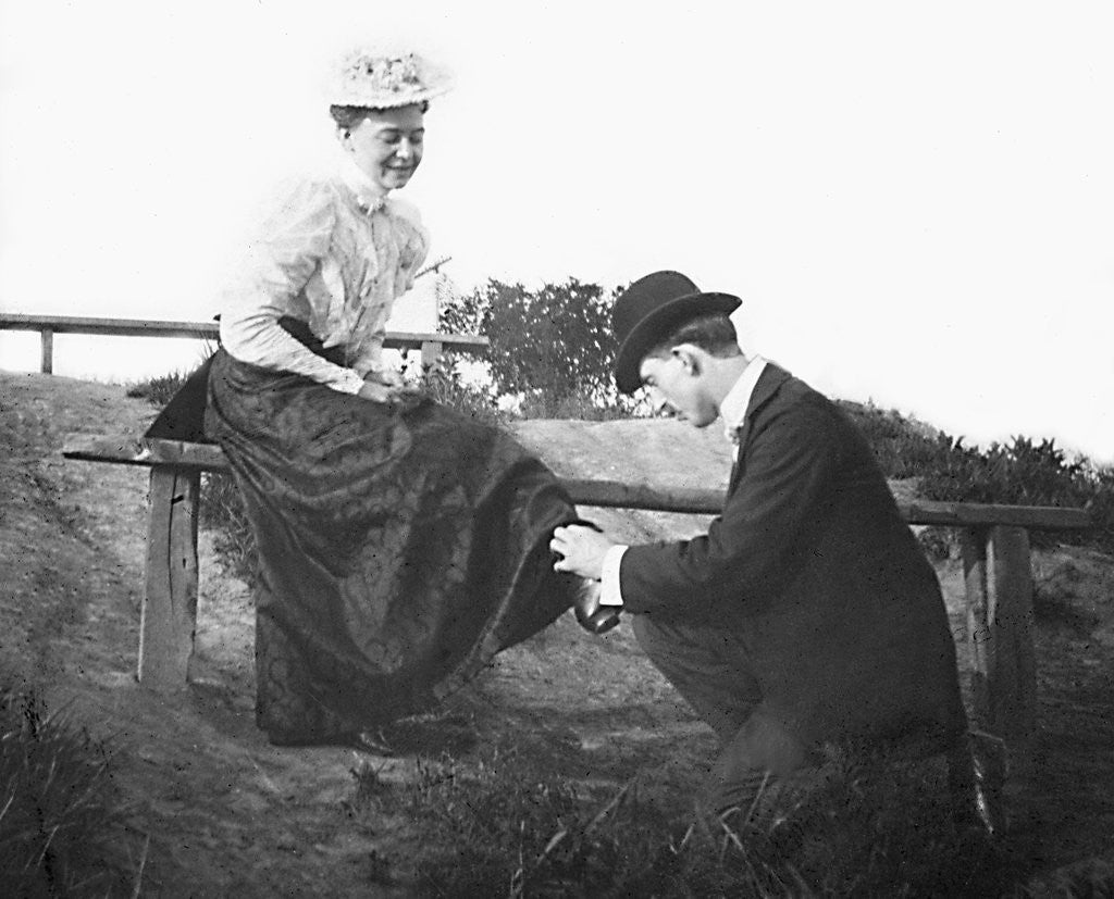 Detail of Young man and woman together, ca. 1907 by Corbis