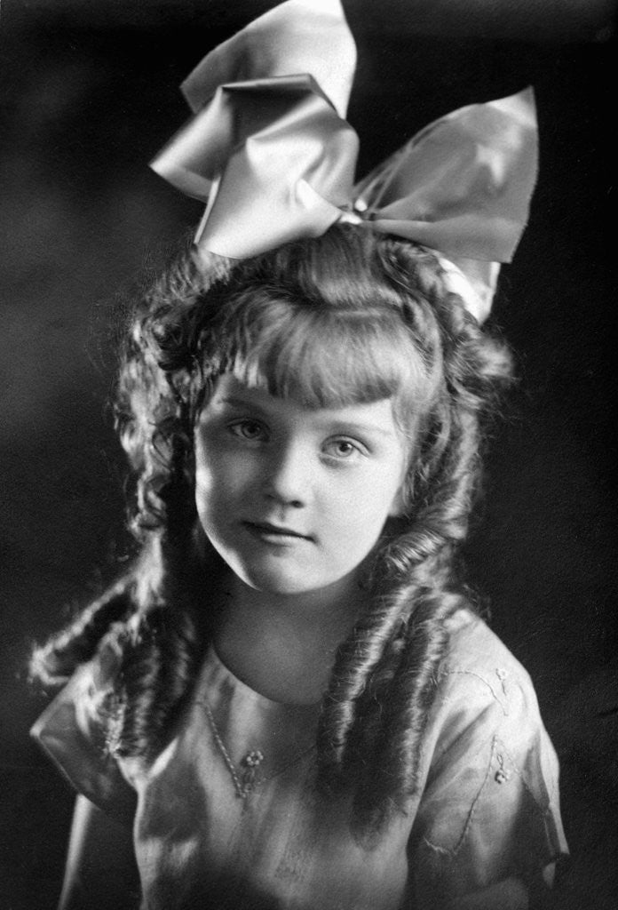 Detail of Young girl portrait, ca. 1908 by Anonymous