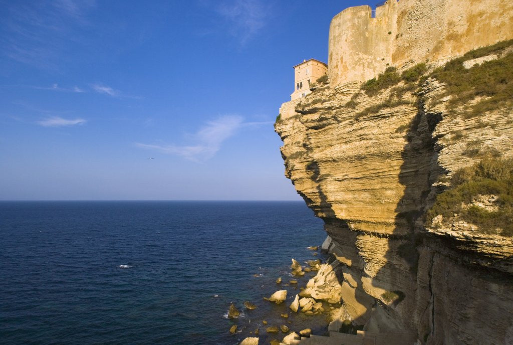 Detail of High Town and sea, Boniface, Corsica, France by Anonymous
