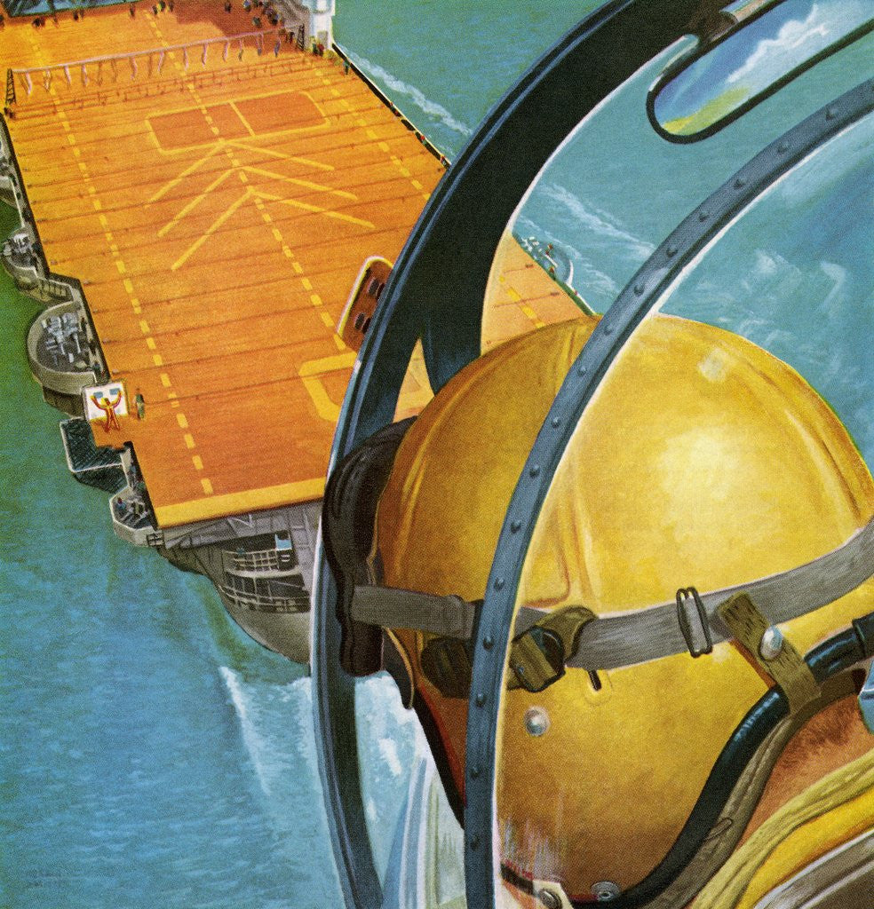 Detail of Pilot's View of a Plane Landing on an Aircraft Carrier by Anonymous