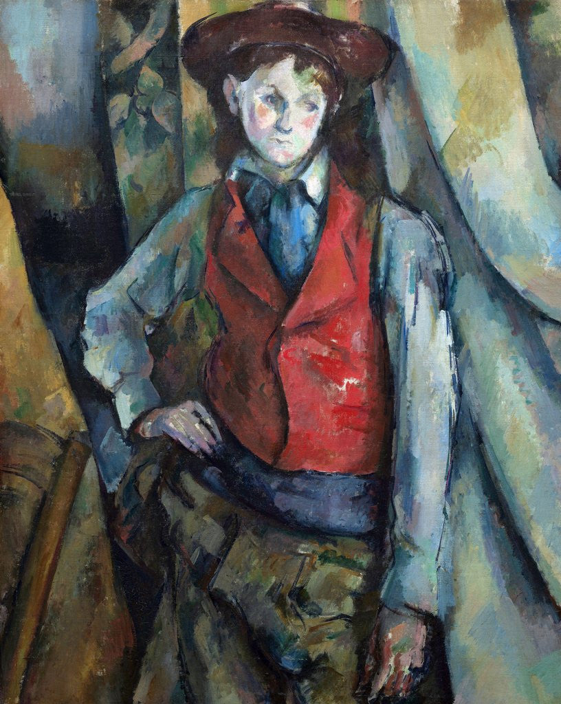 Detail of Boy in a Red Waistcoat by Paul Cezanne
