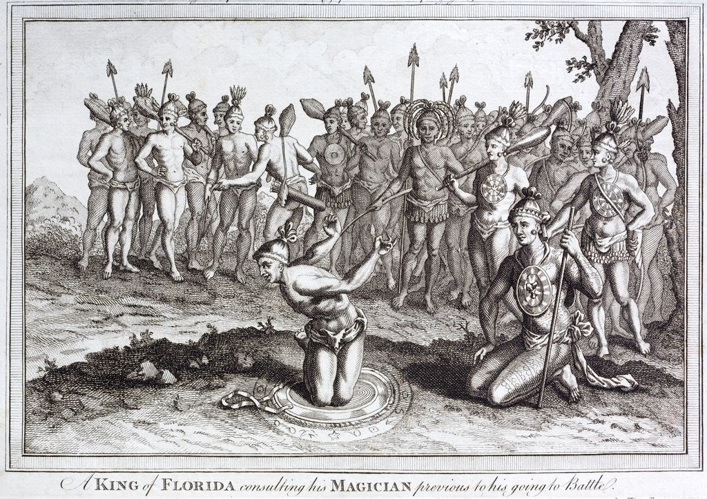 Detail of Early 19th century engraving of the King of Florida consulting his Magician by Anonymous
