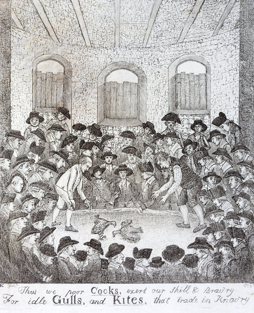 Detail of Cock fighting - a late 18th century engraving by Anonymous