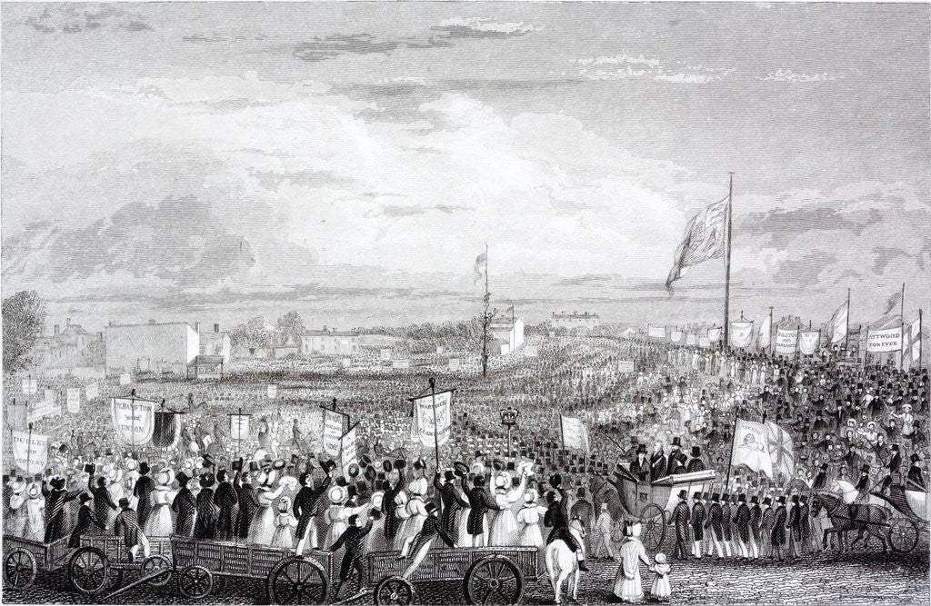 Detail of Great meeting of the political unions on New Hall Hill, Birmingham, 1832 by Anonymous