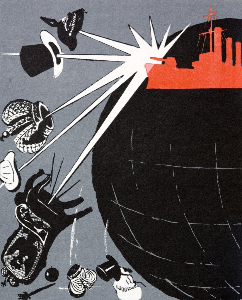 Detail of Russian Communist poster showing the battleship Aurora by Anonymous