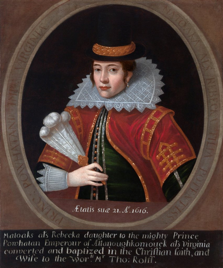 Detail of Portrait of Pocahontas by Anonymous