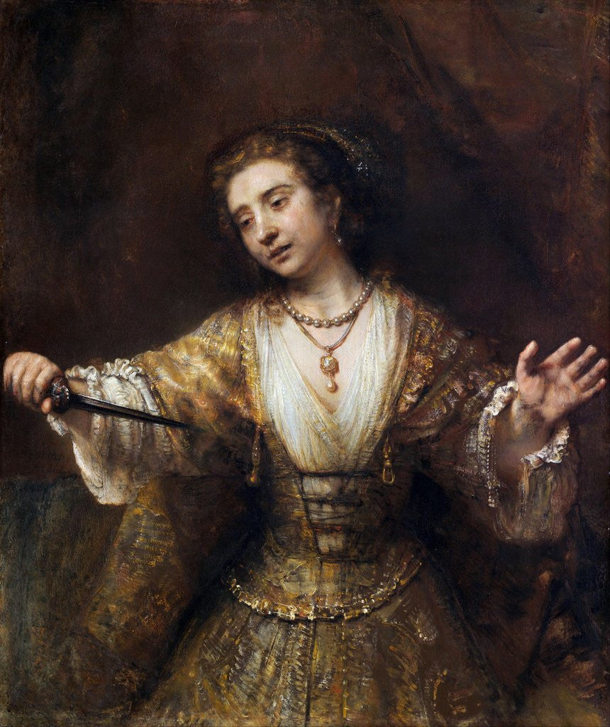 Detail of Lucretia by Rembrandt van Rijn