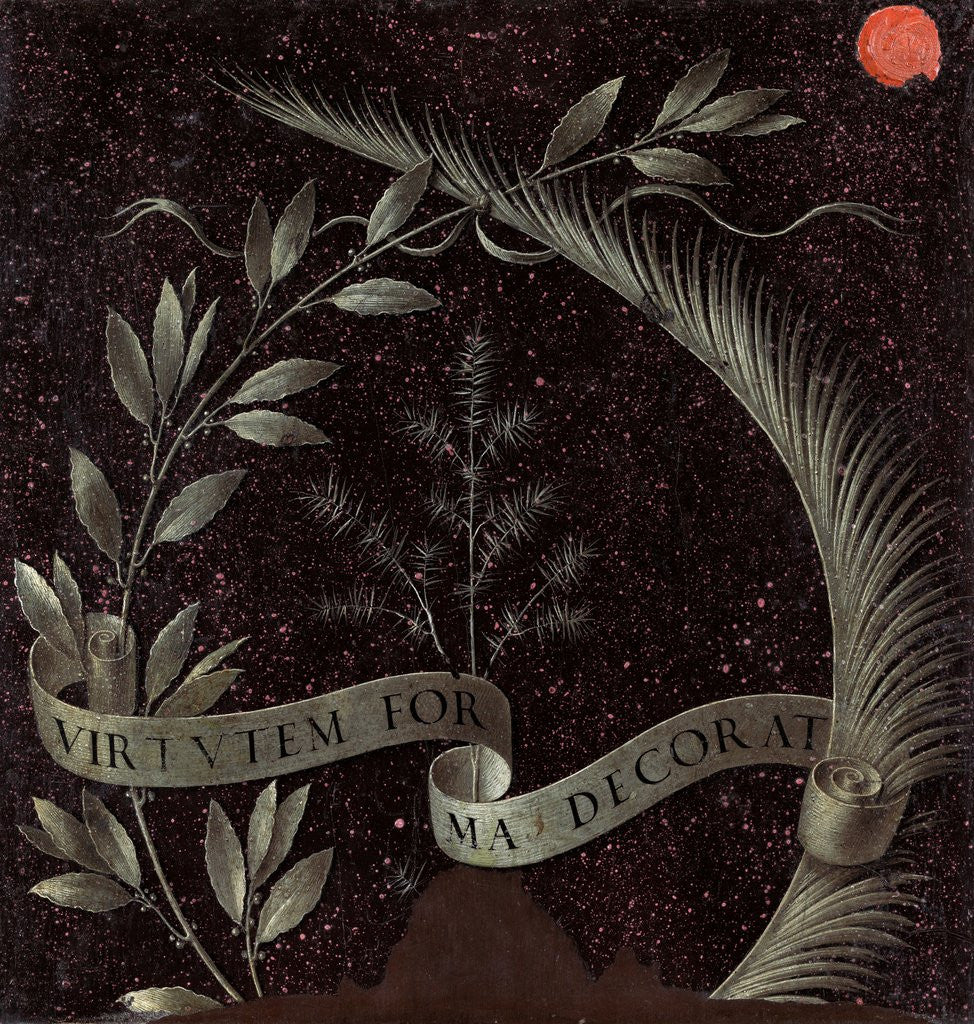 Detail of Ginevra de' Benci (verso inscribed wreath) by Leonardo da Vinci