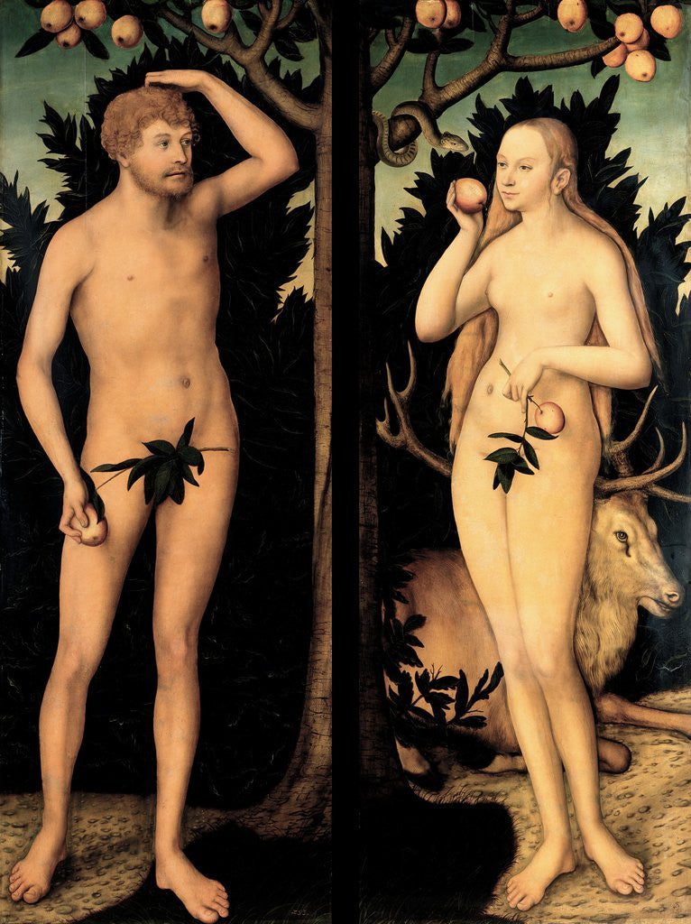 Detail of Adam and Eve in the Garden of Eden by Lucas Cranach the Younger