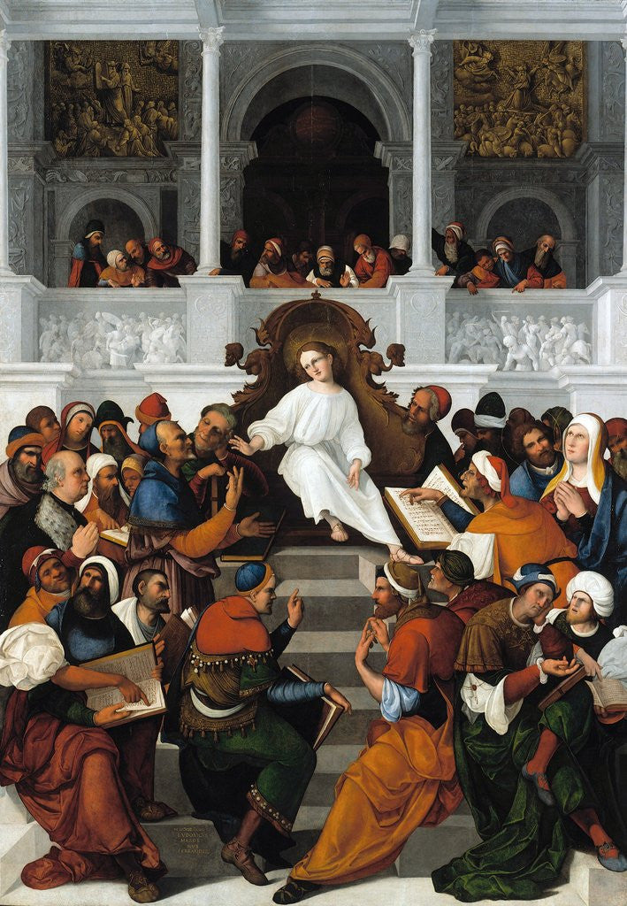 Detail of The Twelve-Year-Old Jesus Teaching in the Temple by Ludovico Mazzolino