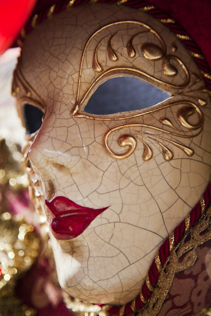 Detail of Women's Carnival Mask With Gold Trim by Anonymous