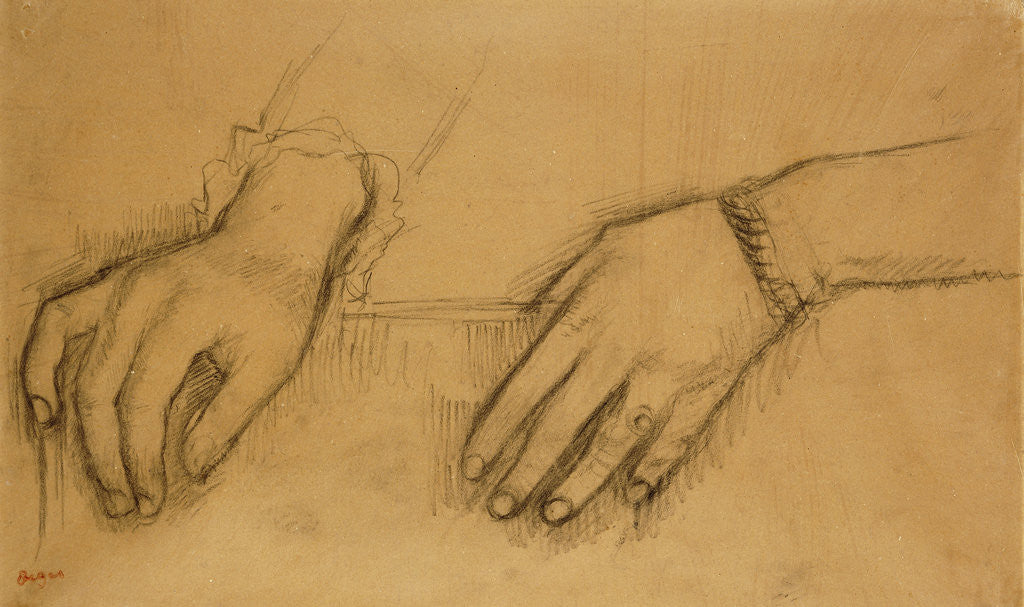Detail of Study of Hands for a Portrait of Helene Rouart by Edgar Degas