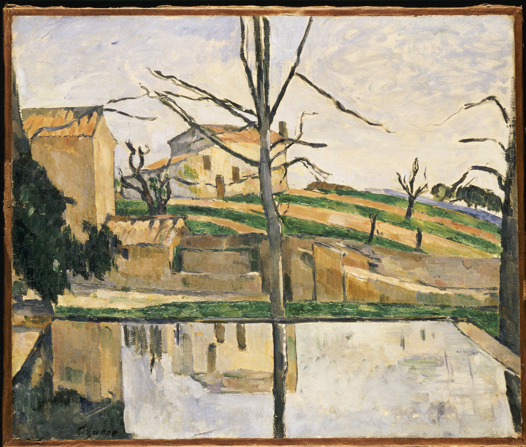 Detail of Le Bassin du Jas de Bouffan by Paul Cezanne