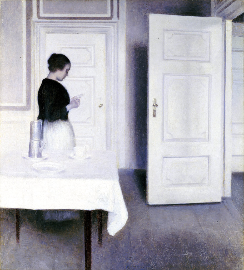 Detail of Interior with a Woman Reading a Letter, Strandgade 30 by Vilhelm Hammershoi