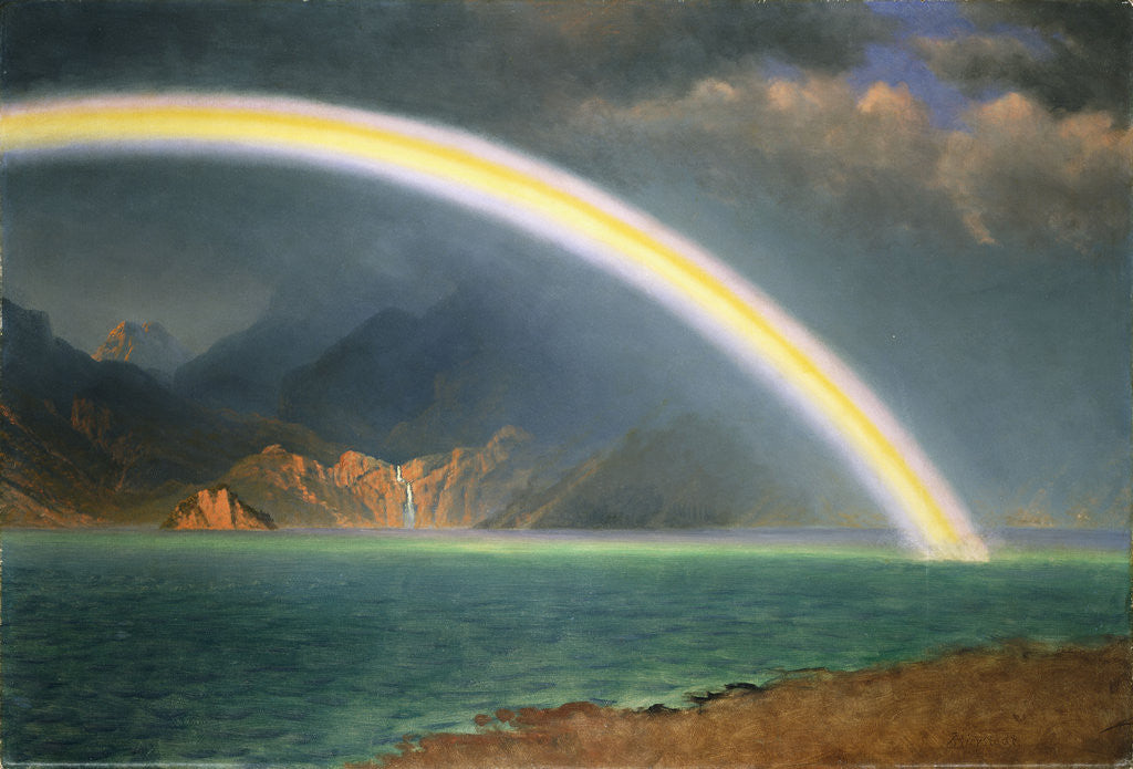 Detail of Rainbow Over Jenny Lake, Wyoming by Albert Bierstadt
