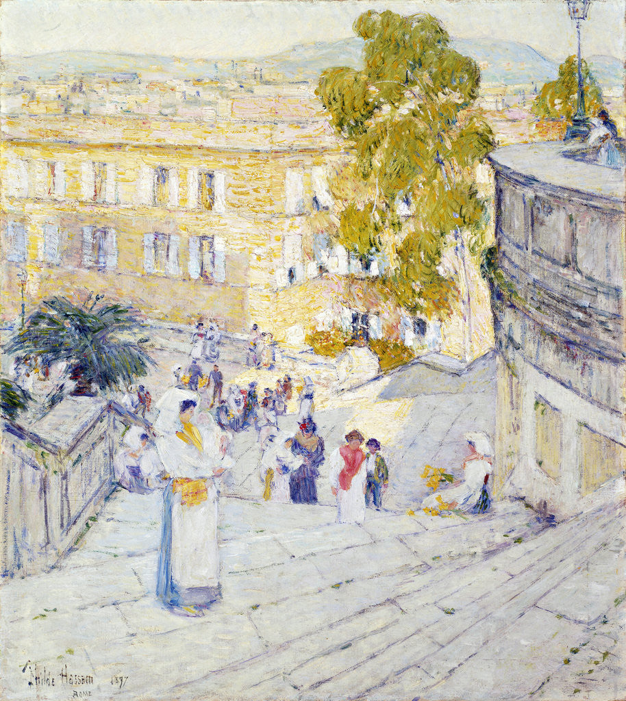 Detail of The Spanish Steps of Rome by Frederick Childe Hassam