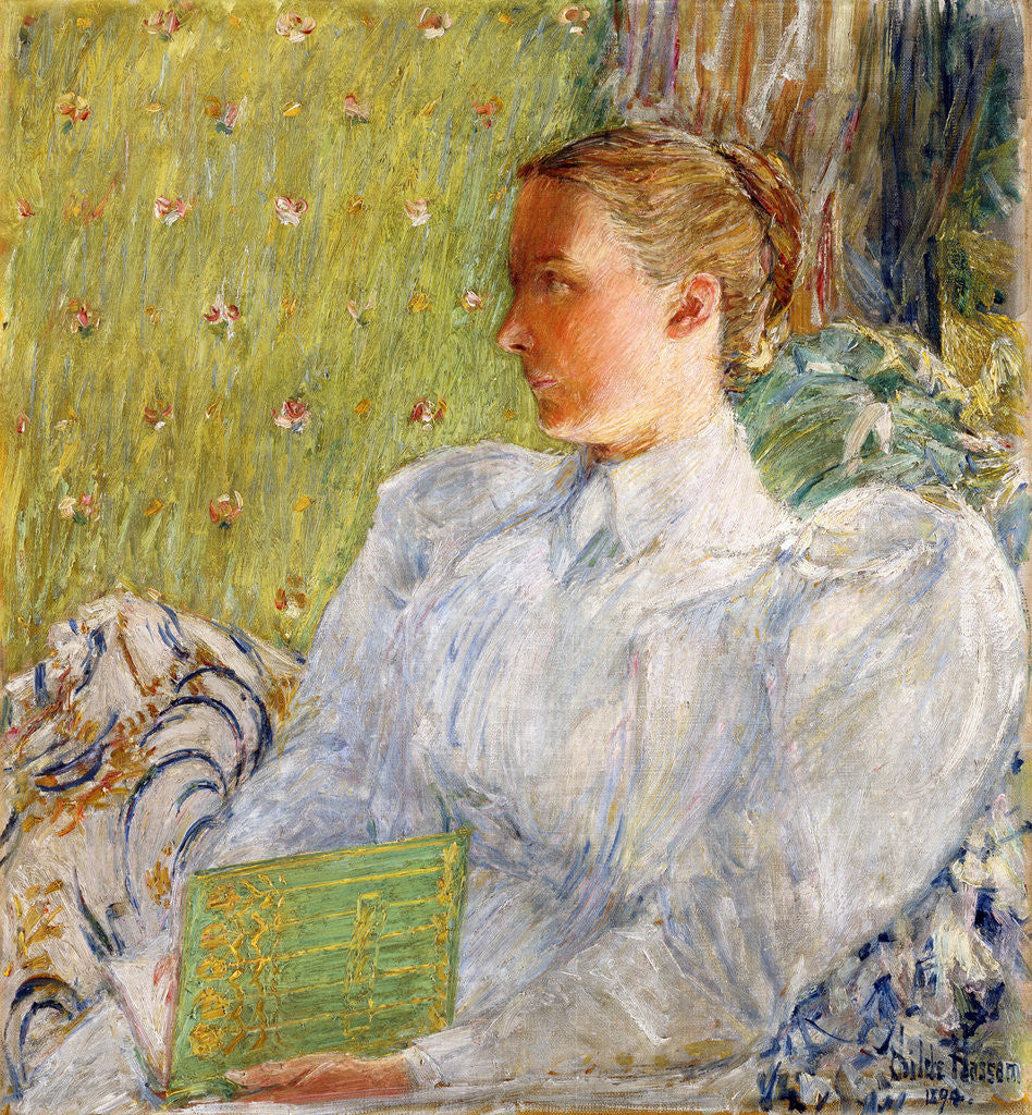 Detail of Portrait of Edith Blaney (Mrs. Dwight Blaney) by Frederick Childe Hassam