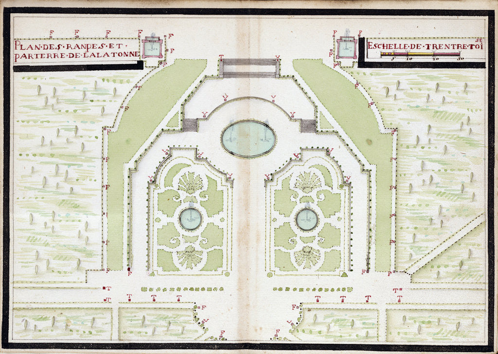 Detail of Manuscript plans of the Gardens of Versailles by Anonymous