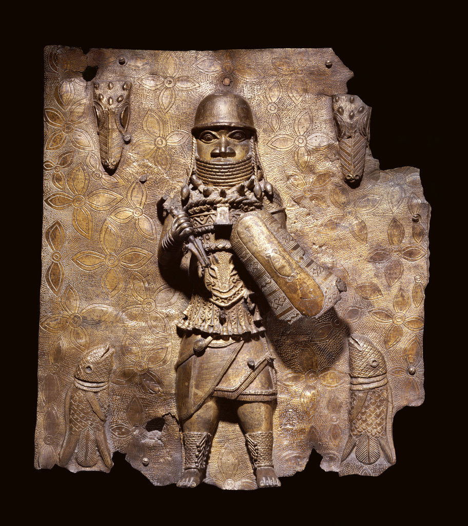 Detail of Benin bronze plaque by Corbis