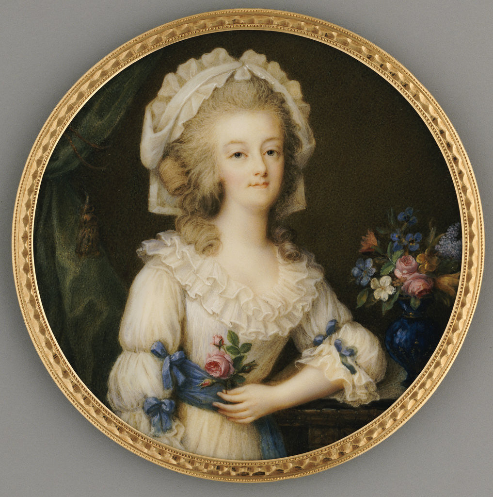 Detail of A Fine and Important Miniature of Queen Marie-Antoinette by Ignace Jean Victor Campana