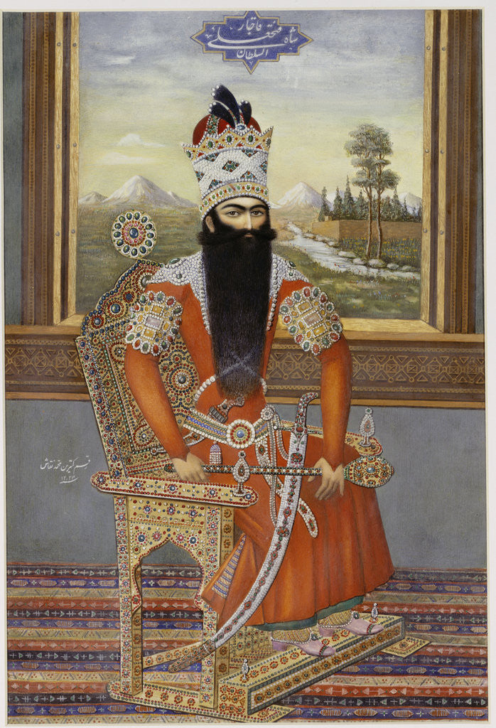 Detail of Portrait of Sultan Fath Ali Shah Qajar by Muhammad