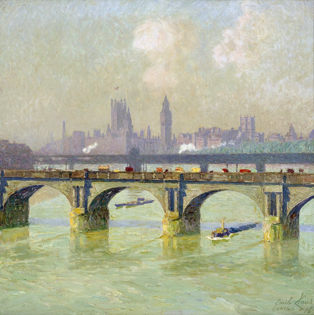 Detail of Waterloo Bridge and Hungerford Bridge with the Houses of Parliament Beyond by Emile Claus