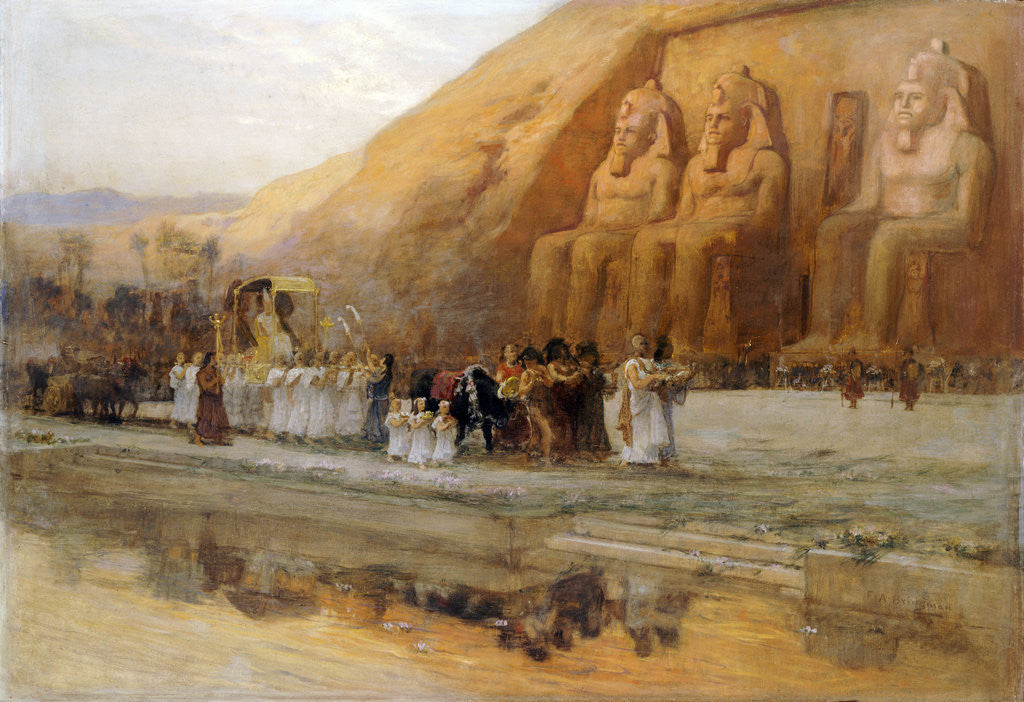 Detail of Abu Simbel Temple, Celebration of the Pharoah by Frederick Arthur Bridgman