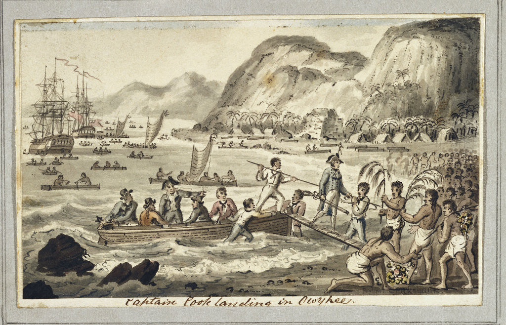 Detail of Captain Cook Landing in Owyhee by Isaac Robert Cruikshank