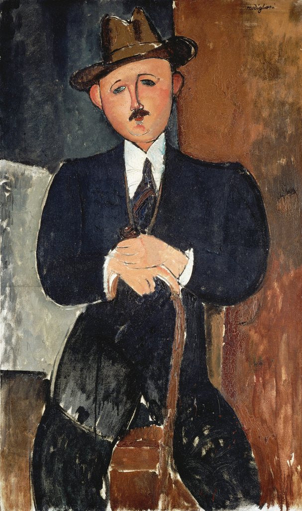 Detail of Seated Man (Leaning on a Cane) by Amedeo Modigliani