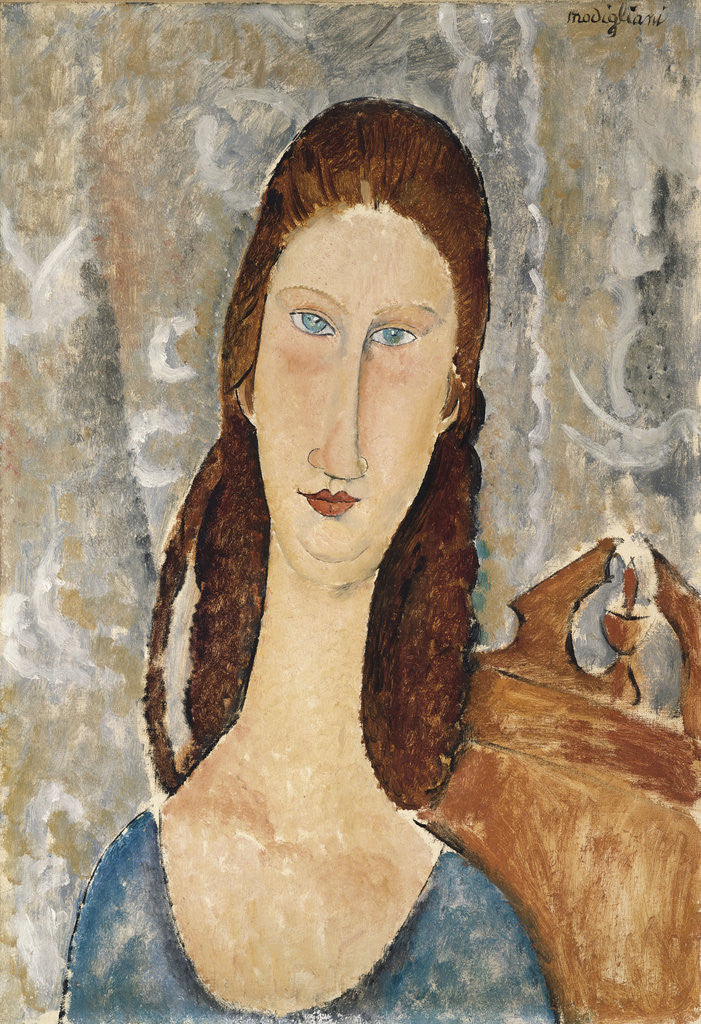 Detail of Portrait de Jeanne Hebuterne by Amedeo Modigliani